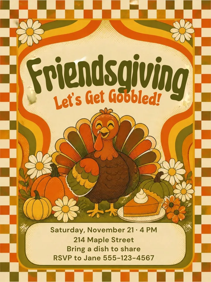 Groovy Friendsgiving Kit template preview